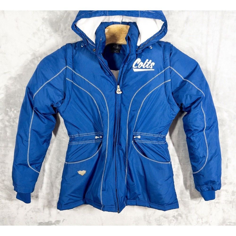 Reebok NFL Colts‎ Womens Puffer Jacket Convertible Vest Size Small